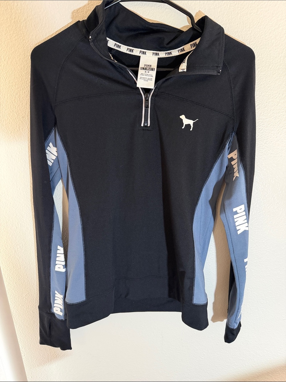 Victoria's Secret PINK Black and White Half-Zip Pullover